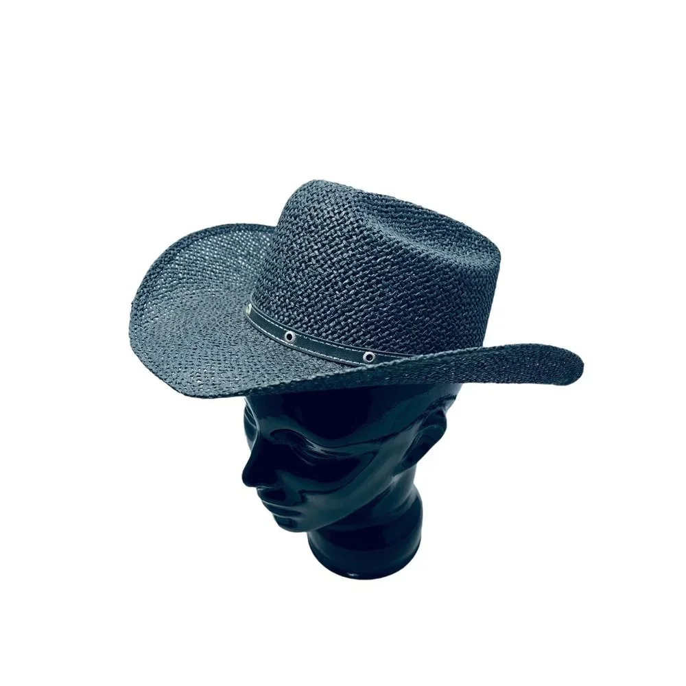 Tombstone Loom Explorer Black Hand Painted Unisex EXPLORER HAT Size 6 3/4